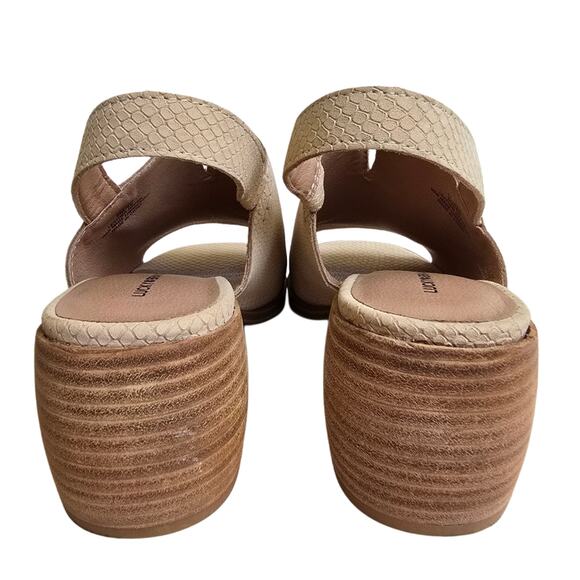 Block Heel Slingback Mule Lucky Brand Jaila Size 9 Sandals Beige Leather Reptile - Picture 6 of 12